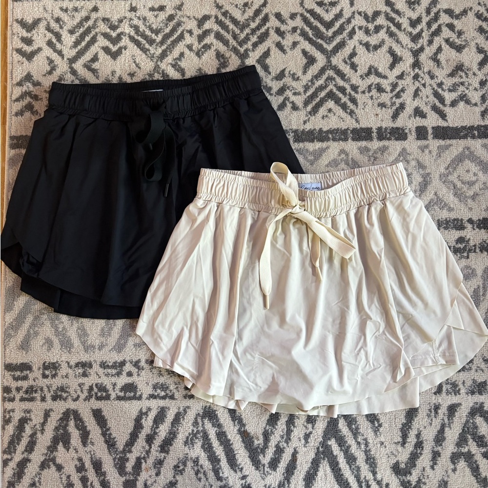 2 Skorts! Women's Beige & Black Skorts, sold together! Buttery soft. Brand New!